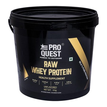 ProQuest Nutrition Raw Whey 80% pure Protein Powder, Per serving 26.4g Protein, 6.35g BCAA & 12.62g EAA Ultimate Muscle building formula | Un-Flavoured ,
