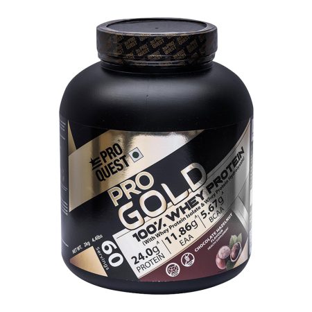 ProQuest Nutrition PRO GOLD 100% whey Protein Powder, Per serving 24g Protein, 11.86g EAA, 5.67g BCAA & Calcium 115 mg | Chocolate Hazelnut , 2 kg / 4.4 lbs, 60 Servings